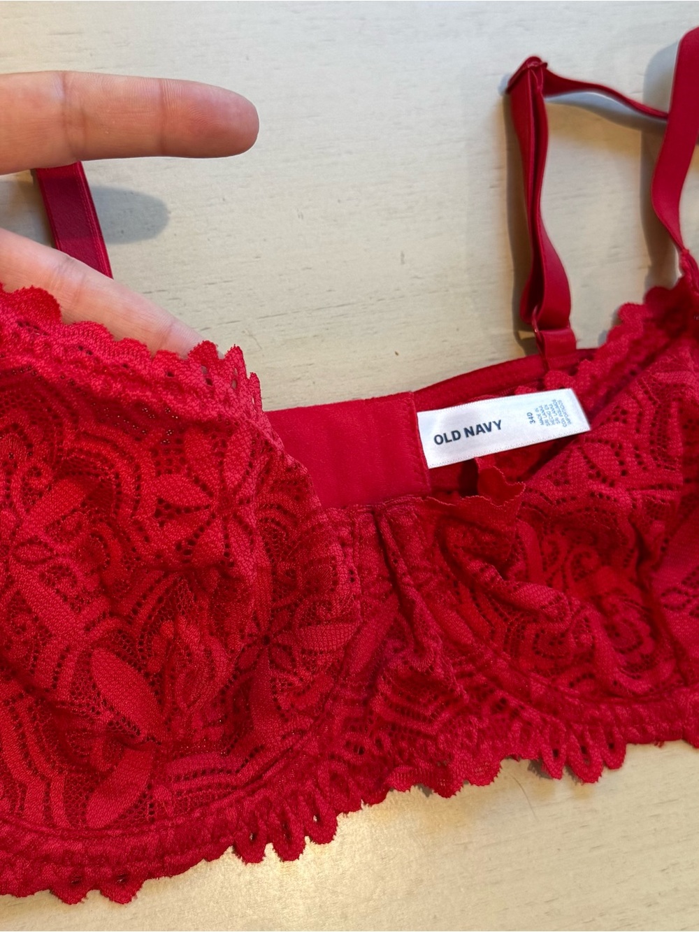 Old Navy Bright Red Lace Balconette Bra